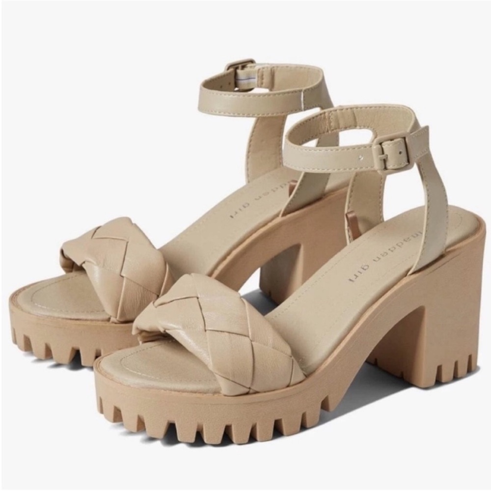 Madden Girl Platform G Sense Sandals Braided Chunky Block Heels Brown Size 7.5